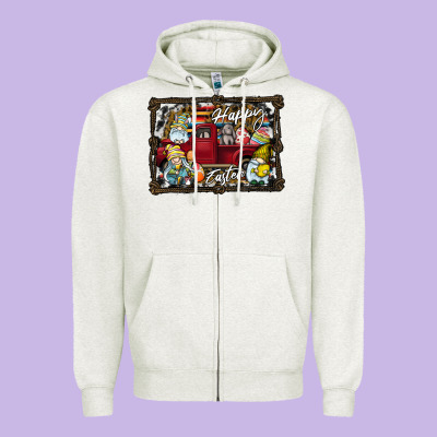 Happy Easter Zipper Hoodie Designed By Cowhidedigitalart