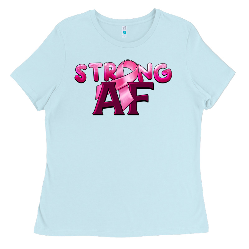 Strong Af Breast Cancer Ladies Tee by BarkalooDesign | Teevron