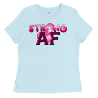 Baby Blue strong af breast cancer Ladies Tee - BarkalooDesign