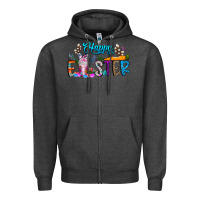 Charcoal Heather happy easter coffee Zipper Hoodie - CowhideDigitalArt