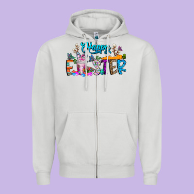 Happy Easter Coffee Zipper Hoodie Designed By Cowhidedigitalart