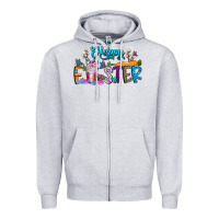 Heather Grey happy easter coffee Zipper Hoodie - CowhideDigitalArt