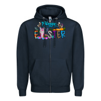 Navy happy easter coffee Zipper Hoodie - CowhideDigitalArt