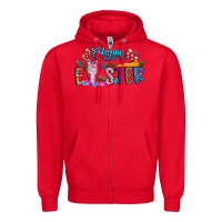 Red happy easter coffee Zipper Hoodie - CowhideDigitalArt