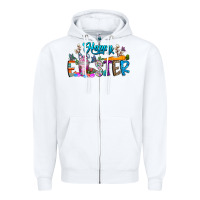 White happy easter coffee Zipper Hoodie - CowhideDigitalArt