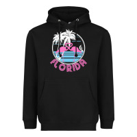 Black Hot Trend Florida Pink Flamingo Heart 80S Retro Vintage Style Heavyweight Hoodie - lanVoArt