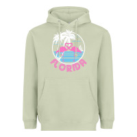 Matcha Hot Trend Florida Pink Flamingo Heart 80S Retro Vintage Style Heavyweight Hoodie - lanVoArt