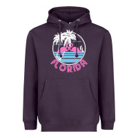 Plum Hot Trend Florida Pink Flamingo Heart 80S Retro Vintage Style Heavyweight Hoodie - lanVoArt