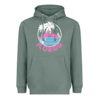 Sage Hot Trend Florida Pink Flamingo Heart 80S Retro Vintage Style Heavyweight Hoodie - lanVoArt