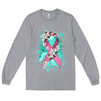 Heather Grey cancer ribbon Long Sleeve Tee - CowGirlArtShop