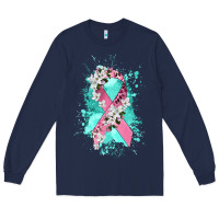 Navy cancer ribbon Long Sleeve Tee - CowGirlArtShop
