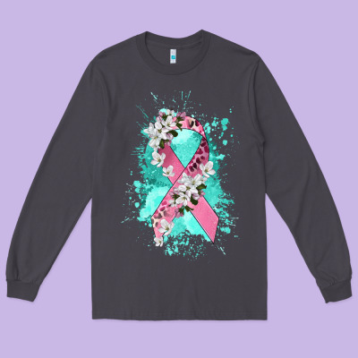 Cancer Ribbon Long Sleeve Tee Designed By Cowgirlartshop