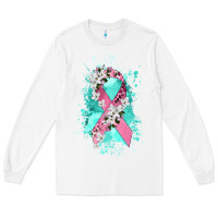 White cancer ribbon Long Sleeve Tee - CowGirlArtShop