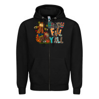 Black happy fall y all Zipper Hoodie - CowhideDigitalArt