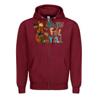 Burgundy happy fall y all Zipper Hoodie - CowhideDigitalArt