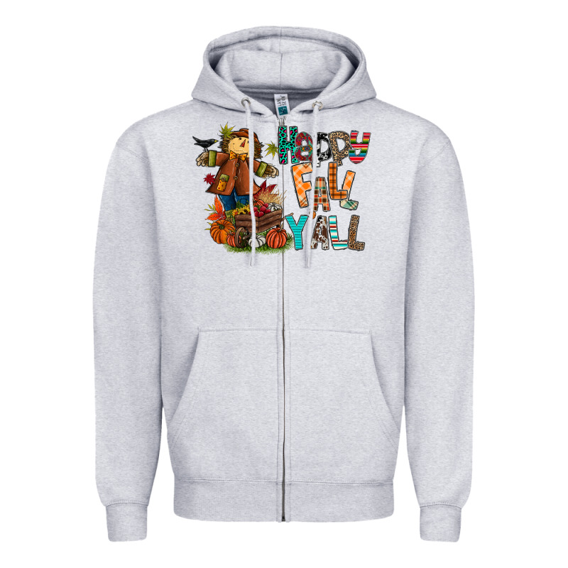 Happy Fall Y All Zipper Hoodie by CowhideDigitalArt | Teevron