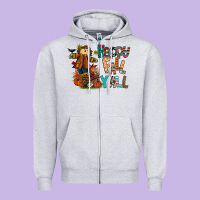 Happy Fall Y All Zipper Hoodie Designed By Cowhidedigitalart