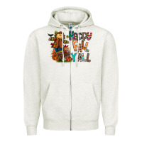 Oatmeal Heather happy fall y all Zipper Hoodie - CowhideDigitalArt
