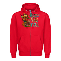 Red happy fall y all Zipper Hoodie - CowhideDigitalArt