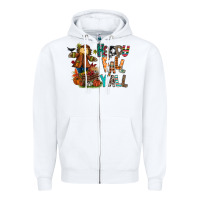 White happy fall y all Zipper Hoodie - CowhideDigitalArt