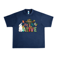 Navy He is alive Easter Day Urban Heavy Tee - HowdyJamesFarm