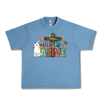 Pebble Blue He is alive Easter Day Urban Heavy Tee - HowdyJamesFarm