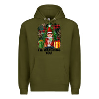 Army Green I'm Watching You Elf Premium Hoodie - FaDigitalArtStudio