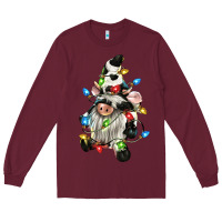 Burgundy christmas cow gnome Long Sleeve Tee - CowGirlArtShop