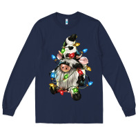 Navy christmas cow gnome Long Sleeve Tee - CowGirlArtShop