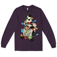 Plum christmas cow gnome Long Sleeve Tee - CowGirlArtShop