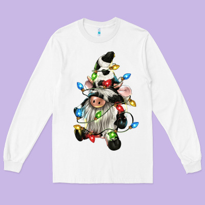Christmas Cow Gnome Long Sleeve Tee Designed By Cowgirlartshop