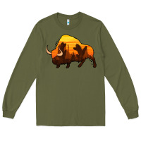 Army Green western bison Long Sleeve Tee - Jasminsmagicworld