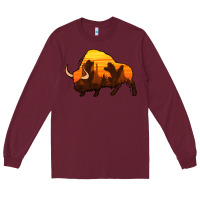 Burgundy western bison Long Sleeve Tee - Jasminsmagicworld