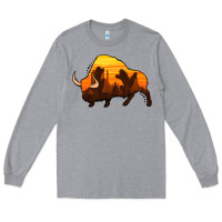 Heather Grey western bison Long Sleeve Tee - Jasminsmagicworld