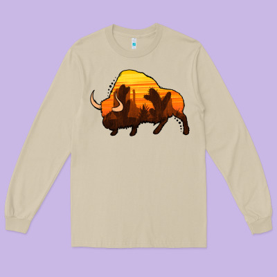 Western Bison Long Sleeve Tee Designed By Jasminsmagicworld