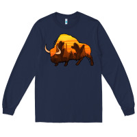 Navy western bison Long Sleeve Tee - Jasminsmagicworld