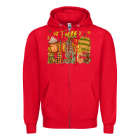 Red Fall Basics Zipper Hoodie - CowhideDigitalArt