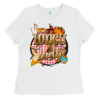 White fall  lunch lady Ladies Tee - BarkalooDesign