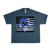 Midnight Navy police flag patriotic skull Urban Heavy Tee - TumblerDesignByShophia