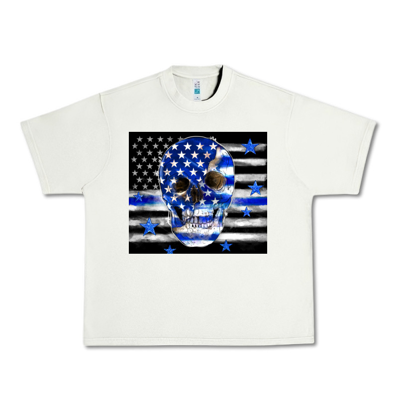 Police Flag Patriotic Skull Urban Heavy Tee by TumblerDesignByShophia | Teevron