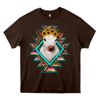 Chocolate Brown heifer cowhide aztec Heavy Core Tee - JahusDesignShop