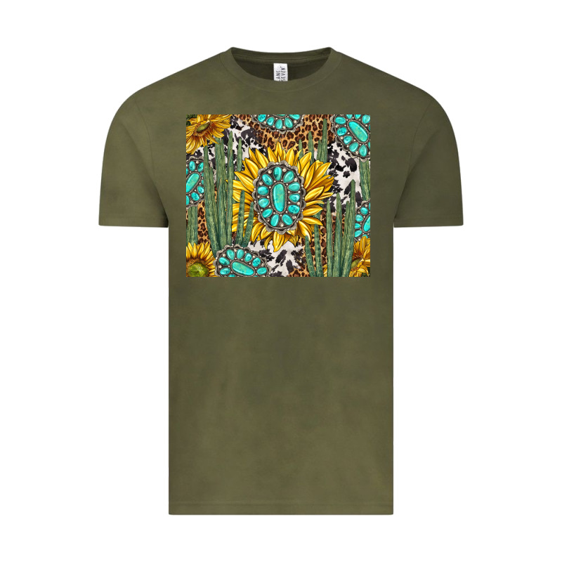 Western Cactus With Sunflowers And Turquoise Tumbler Tbs Vintage Tee by TumblerDesignByShophia | Teevron