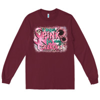 Burgundy i wear pink for my grandma Long Sleeve Tee - CowGirlArtShop