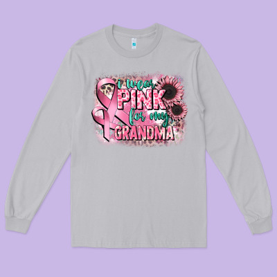 I Wear Pink For My Grandma Long Sleeve Tee Designed By Cowgirlartshop