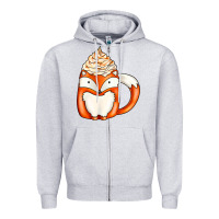 Heather Grey coffee cups animal Zipper Hoodie - CowhideDigitalArt