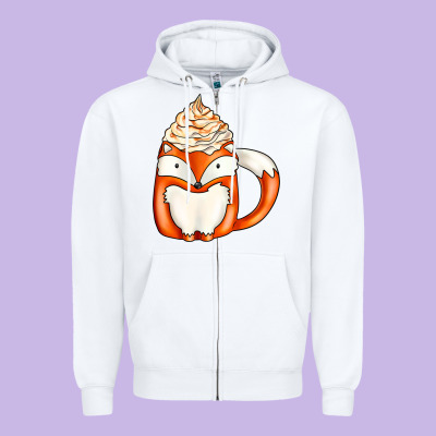 Coffee Cups Animal Zipper Hoodie Designed By Cowhidedigitalart