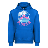 Cobalt Hot Trend Florida Pink Flamingo Heart 80S Retro Vintage Style Urban Hoodie - lanVoArt