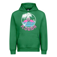 Emerald Hot Trend Florida Pink Flamingo Heart 80S Retro Vintage Style Urban Hoodie - lanVoArt