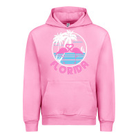 Fuchsia Pink Hot Trend Florida Pink Flamingo Heart 80S Retro Vintage Style Urban Hoodie - lanVoArt