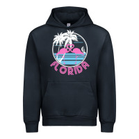 Navy Hot Trend Florida Pink Flamingo Heart 80S Retro Vintage Style Urban Hoodie - lanVoArt